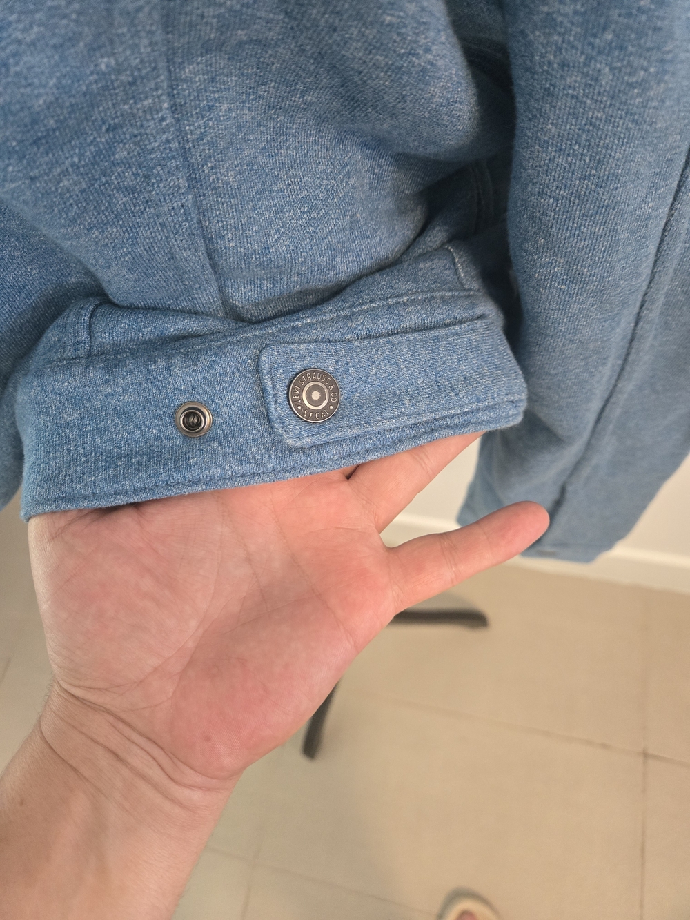 Levis Strauss Mens Light Blue Cotton Shirt Jacket Snap Front Size L - Picture 5 of 11